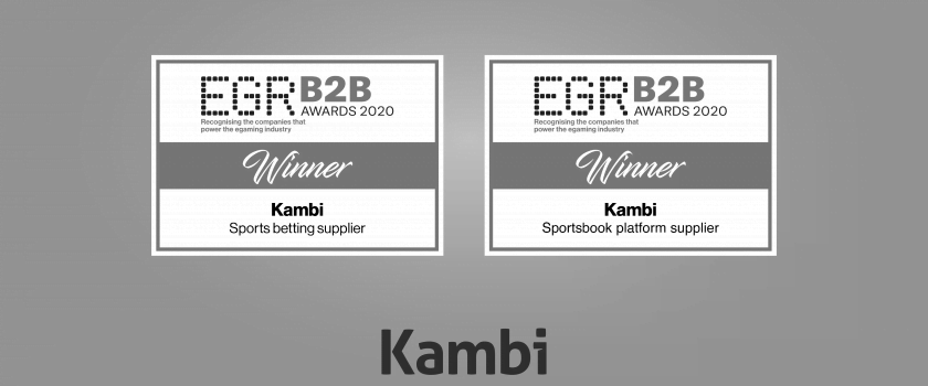 An image of Kambi winning two EGR B2B Awards in 2020.