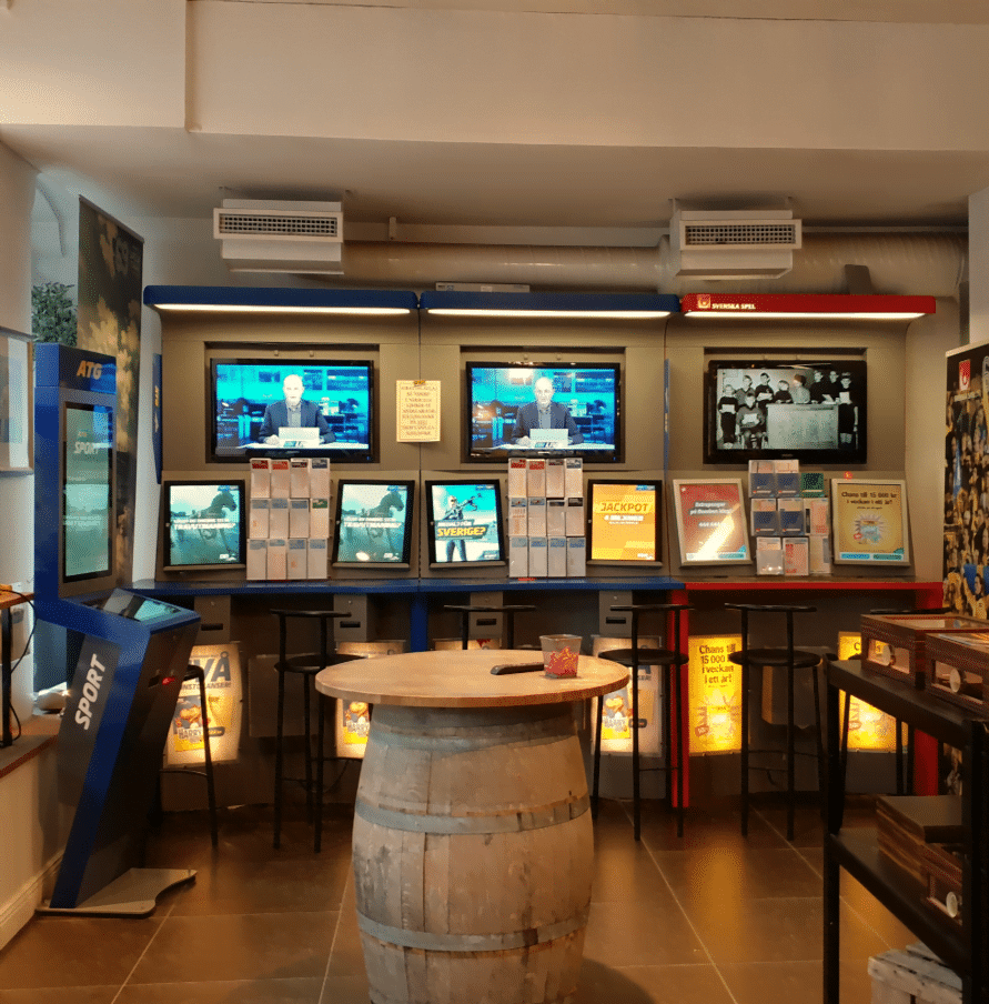 A picture of the inside of a bookmakers.