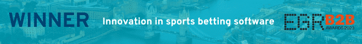 Banner featuring the words 'Winner innovation in sports betting software' for the EGR B2B Awards 2023.