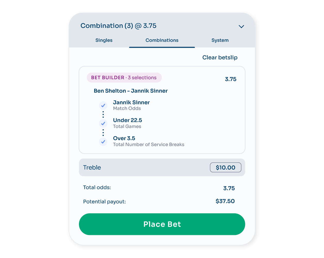 Turnkey Sportsbook Bet builder feature